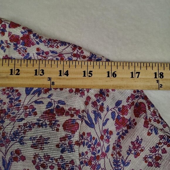 J.Crew Tunic Blouse Womens sz Medium Iris Block Print Floral Boho Top - Picture 7 of 8